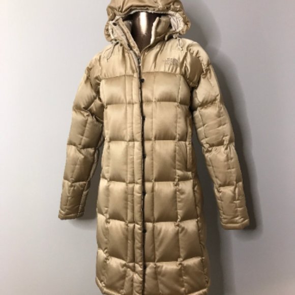 The North Face Jackets & Blazers - North Face Gold Hooded Knee Length Puffer Sz M